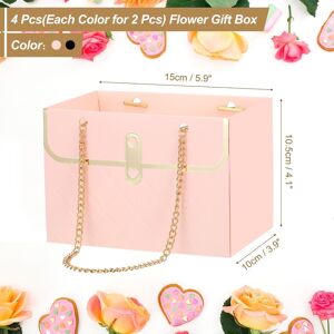 Unique Paper Flower Gift Bags, Florist Bouquet Bags Box with Handle Rectangle Gift Wrap Bags for Wedding Lover Mother Day - 4 Pack Pink and Black 4 Pack Unique Paper Flower Gift Bags, Florist Bouquet Bags Box with Handle Rectangle Gift Wrap Bags for Wedding Lover Mother Day - 4 Pack Pink and Black 4 Pack