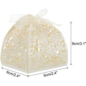 Unique 25Pcs Paper Hollow Laser Cut Wedding Favor Candy Boxes with Ribbon Beige 2.4 In. L X 2.4 In. W X 3.1 In. H Unique 25Pcs Paper Hollow Laser Cut Wedding Favor Candy Boxes with Ribbon Beige 2.4 In. L X 2.4 In. W X 3.1 In. H