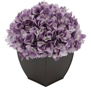 House of Silk Flowers Faux Hydrangea in Matte Brown Tapered Zinc Cube Lavender 10.0 In. L X 10.0 In. W X 11.0 In. H House of Silk Flowers Faux Hydrangea in Matte Brown Tapered Zinc Cube Lavender 10.0 In. L X 10.0 In. W X 11.0 In. H