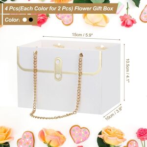 Unique Paper Flower Gift Bags, Florist Bouquet Bags Box with Handle Rectangle Gift Wrap Bags for Wedding Lover Mother Day - 4 Pack White and Black 4 Pack Unique Paper Flower Gift Bags, Florist Bouquet Bags Box with Handle Rectangle Gift Wrap Bags for Wedding Lover Mother Day - 4 Pack White and Black 4 Pack