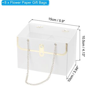 Unique 6x4x4Inch Flower Paper Gift Bag 8PCS Box Storage Florist Supplies Wrap White 0.1 In. W X 0.1 In. H X 0.0 In. D Unique 6x4x4Inch Flower Paper Gift Bag 8PCS Box Storage Florist Supplies Wrap White 0.1 In. W X 0.1 In. H X 0.0 In. D