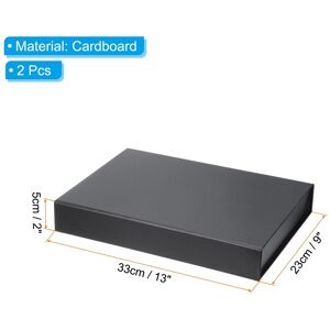 Unique Rectangle Gift Favor Box, with Magnetic Closure Lid Black 13x9x2 Inch Unique Rectangle Gift Favor Box, with Magnetic Closure Lid Black 13x9x2 Inch
