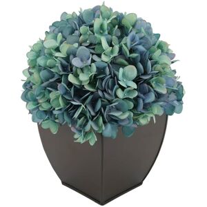 House of Silk Flowers Faux Hydrangea in Matte Brown Tapered Zinc Cube Antique Aqua 10.0 In. L X 10.0 In. W X 11.0 In. H House of Silk Flowers Faux Hydrangea in Matte Brown Tapered Zinc Cube Antique Aqua 10.0 In. L X 10.0 In. W X 11.0 In. H