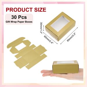 Unique Paper Boxes with Window, Candy Gift Box for Wedding Party Favor Treats - 3.4 Gold 3.4 Unique Paper Boxes with Window, Candy Gift Box for Wedding Party Favor Treats - 3.4 Gold 3.4