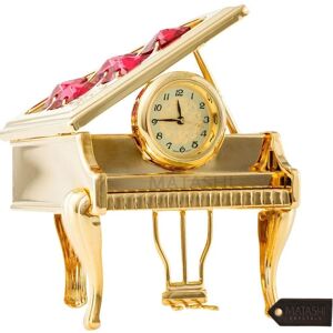 Matashi Home Decorative Tabletop Showpiece 24K Gold Plated Vintage Piano Desk Clock with Red Crystals Gold 2.25 In. X 2.0 In. X 3.0 In. Matashi Home Decorative Tabletop Showpiece 24K Gold Plated Vintage Piano Desk Clock with Red Crystals Gold 2.25 In. X 2.0 In. X 3.0 In.