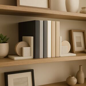 Sagebrook Home Decorative Geometric Marble Bookends - Set of 2 , 6 White/ Tan 6.0 Sagebrook Home Decorative Geometric Marble Bookends - Set of 2 , 6 White/ Tan 6.0