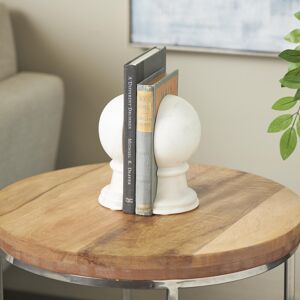 ARCILLA ELEMENTAL Black or White Marble Sleek Orb Globe Decorative Bookends (Set of 2) White 2.2 In. L X 4.75 In. W X 7.05 In. H ARCILLA ELEMENTAL Black or White Marble Sleek Orb Globe Decorative Bookends (Set of 2) White 2.2 In. L X 4.75 In. W X 7.05 In. H