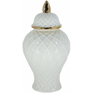 Sagebrook Home Gold Accented Glam Ginger Jar with Lid Rope White 8 Sagebrook Home Gold Accented Glam Ginger Jar with Lid Rope White 8