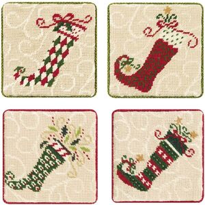 C&F Home Dancing Stocking Petit Point Coaster - King Cream King C&F Home Dancing Stocking Petit Point Coaster - King Cream King