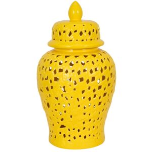 Sagebrook Home Coastal Neutral Cutout Ceramic Jar or Vase - 12 Yellow 12 Sagebrook Home Coastal Neutral Cutout Ceramic Jar or Vase - 12 Yellow 12