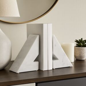 Sagebrook Home Decorative Modern Marble Triangle Bookends - Home Decor - 6 White 6.0 Sagebrook Home Decorative Modern Marble Triangle Bookends - Home Decor - 6 White 6.0