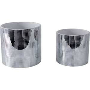 Sagebrook Home Plant Pot Set of 2 - Silver Ceramic Disco Mirror, 6/7 Silver/ Metallic 7.0 Sagebrook Home Plant Pot Set of 2 - Silver Ceramic Disco Mirror, 6/7 Silver/ Metallic 7.0