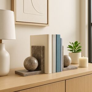 Sagebrook Home Decorative Bookends with Ball Orbs Accent - Set of 2, 6 Tan 6.25 Sagebrook Home Decorative Bookends with Ball Orbs Accent - Set of 2, 6 Tan 6.25