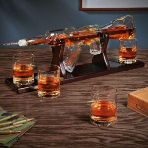 HomeWetBar On Target Rifle Whiskey Gun Decanter Set Clear 10.0 In. L X 22.0 In. W X 6.0 In. H HomeWetBar On Target Rifle Whiskey Gun Decanter Set Clear 10.0 In. L X 22.0 In. W X 6.0 In. H