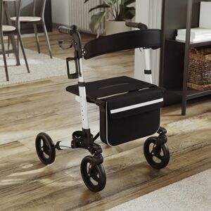 Flash Furniture Height-Adjustable Folding Rollator Walker with Hand Brakes - 26.5 White and Black 26.5 Flash Furniture Height-Adjustable Folding Rollator Walker with Hand Brakes - 26.5 White and Black 26.5