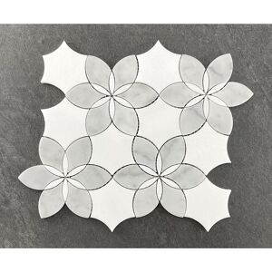 ES Stone Water Jet - Marble Daisy Flower Pattern Mosaic Wall & Floor Tile - 1 Case (10 Sheets) Thassos White and White Carrara 1 Case (10 Sheets) ES Stone Water Jet - Marble Daisy Flower Pattern Mosaic Wall & Floor Tile - 1 Case (10 Sheets) Thassos White and White Carrara 1 Case (10 Sheets)
