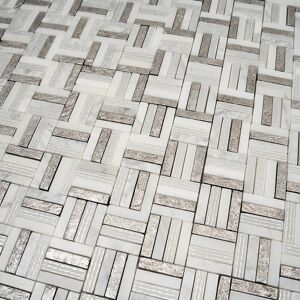 Apollo Tile Artisana 12x12 in. Silver White Textured, Foiled Stone Block Basketweave Mosaic Wall and Floor Tile (4.83 sq ft/case, 5-Pack) Silver White 12 x 12 Apollo Tile Artisana 12x12 in. Silver White Textured, Foiled Stone Block Basketweave Mosaic Wall and Floor Tile (4.83 sq ft/case, 5-Pack) Silver White 12 x 12