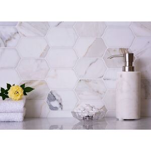 Apollo Tile Serena 12x13 Misty White Gray Calacatta Gold Mosaic Picket Lantern Wall and Floor Tile (5.59 sq ft/case) - 5 Pack Grey 16.0 In. L X 16.0 In. W X 8.0 In. D Apollo Tile Serena 12x13 Misty White Gray Calacatta Gold Mosaic Picket Lantern Wall and Floor Tile (5.59 sq ft/case) - 5 Pack Grey 16.0 In. L X 16.0 In. W X 8.0 In. D