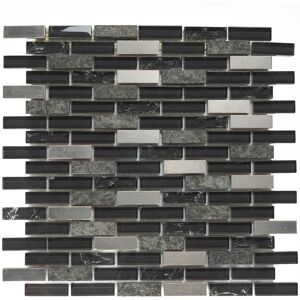 Silver Lead Random Brick Mosaic Tile Black Sample Silver Lead Random Brick Mosaic Tile Black Sample
