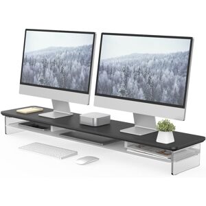 Fenge Acrylic Monitor Stand Riser, 42.5 Inches Dual Monitor Stand Black 42.5 In. L X 9.3 In. W X 4.7 In. H Fenge Acrylic Monitor Stand Riser, 42.5 Inches Dual Monitor Stand Black 42.5 In. L X 9.3 In. W X 4.7 In. H