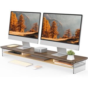 Fenge Acrylic Monitor Stand Riser, 42.5 Inches Dual Monitor Stand Brown 42.5 In. L X 9.3 In. W X 4.7 In. H Fenge Acrylic Monitor Stand Riser, 42.5 Inches Dual Monitor Stand Brown 42.5 In. L X 9.3 In. W X 4.7 In. H