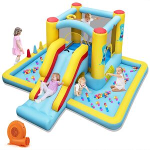 Kids Inflatable Bounce House Bouncy Castles w/ Ball Pit &Long Slide with 550W Blower Kids Inflatable Bounce House Bouncy Castles w/ Ball Pit &Long Slide with 550W Blower