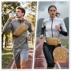 Unique Crossbody Fanny Pack with 5-Zipper Pockets, Waterproof Nylon Anti Theft Waist Bag for Women Men, for Sports Workout Traveling Khaki Unique Crossbody Fanny Pack with 5-Zipper Pockets, Waterproof Nylon Anti Theft Waist Bag for Women Men, for Sports Workout Traveling Khaki