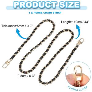Unique Leather Purse Handle Strap, Purse Chain Strap Replacement DIY Flat Chain Strap with Metal Buckle for Handbag Black 43 Inch Unique Leather Purse Handle Strap, Purse Chain Strap Replacement DIY Flat Chain Strap with Metal Buckle for Handbag Black 43 Inch