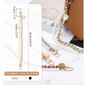 Unique Pearl Bag Extender Chain, Flower Purse Strap Extenders Chain Purse Making for Replacement Handbag - White/Pink/Black 6 Pcs Unique Pearl Bag Extender Chain, Flower Purse Strap Extenders Chain Purse Making for Replacement Handbag - White/Pink/Black 6 Pcs