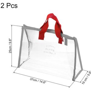 Unique 2Pcs Clear Tote Bag Beach Bag Toiletry Pouch with Handle Strap Red Grey See Description Unique 2Pcs Clear Tote Bag Beach Bag Toiletry Pouch with Handle Strap Red Grey See Description