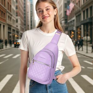 Unique Quilted PU Leather Sling Bag for Women, Crossbody Chest Bag Fanny Pack, Trendy Travel Lightweight Adjustable Stylish Fashion Purple 7.3x3.9x13.7 inch Unique Quilted PU Leather Sling Bag for Women, Crossbody Chest Bag Fanny Pack, Trendy Travel Lightweight Adjustable Stylish Fashion Purple 7.3x3.9x13.7 inch