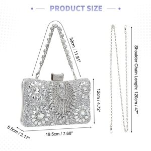 Unique Evening Bags for Women, Sparkly Crystal Clutch Purse with Rhinestone Chain Handbags Silver 0.01 In. W X 0.01 In. H X 0.01 In. D Unique Evening Bags for Women, Sparkly Crystal Clutch Purse with Rhinestone Chain Handbags Silver 0.01 In. W X 0.01 In. H X 0.01 In. D
