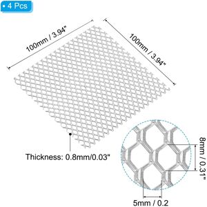 Unique Universal Car Grill Mesh, Hexagon Hole Silver Tone 4 Pcs, 5x8mm Unique Universal Car Grill Mesh, Hexagon Hole Silver Tone 4 Pcs, 5x8mm