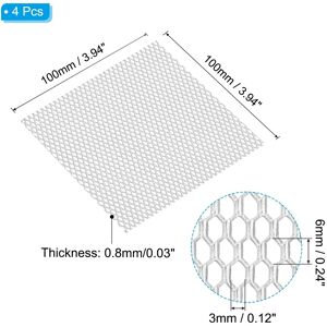 Unique Universal Car Grill Mesh, Hexagon Hole Silver Tone 4 Pcs, 3x6mm Unique Universal Car Grill Mesh, Hexagon Hole Silver Tone 4 Pcs, 3x6mm