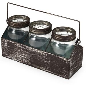 Elements Metal Carrier with Glass Mason Jars Multi 10.83 In. L X 3.54 In. W X 7.09 In. H Elements Metal Carrier with Glass Mason Jars Multi 10.83 In. L X 3.54 In. W X 7.09 In. H