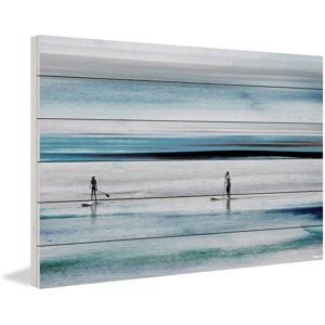 Parvez Taj 'Beach Paddling' Painting Print on White Wood (USA) 36 x 24 Parvez Taj 'Beach Paddling' Painting Print on White Wood (USA) 36 x 24