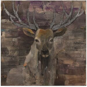 Trademark Fine Art Albena Hristova 'The Leader Deer' Canvas Art 18x18 Trademark Fine Art Albena Hristova 'The Leader Deer' Canvas Art 18x18