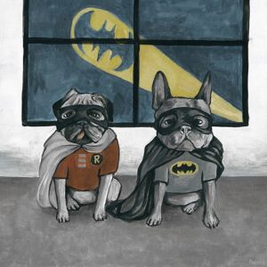 Parvez Taj 'Superhero Bulldogs' Painting Print on Wrapped Canvas - Multi-color 18 x 18 Parvez Taj 'Superhero Bulldogs' Painting Print on Wrapped Canvas - Multi-color 18 x 18
