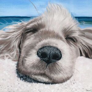 Parvez Taj 'Relaxing Dog' Painting Print on Wrapped Canvas - Multi-color 24 x 24 Parvez Taj 'Relaxing Dog' Painting Print on Wrapped Canvas - Multi-color 24 x 24