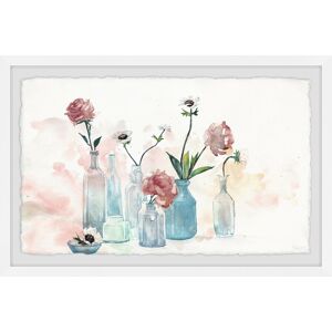 Parvez Taj 'Blooms and Bottles' Framed Painting Print - Multi-color White 24 x 16 Parvez Taj 'Blooms and Bottles' Framed Painting Print - Multi-color White 24 x 16