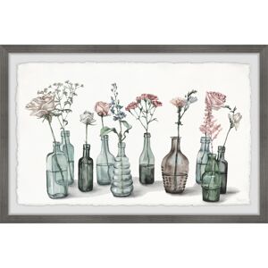 Parvez Taj Bottles and Blossoms' Framed Painting Print - Multi-color Grey 30 x 20 Parvez Taj Bottles and Blossoms' Framed Painting Print - Multi-color Grey 30 x 20