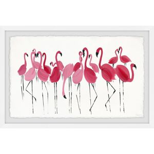 Parvez Taj 'Blushing Flamingos' Framed Painting Print - Multi-color White 12 x 8 Parvez Taj 'Blushing Flamingos' Framed Painting Print - Multi-color White 12 x 8