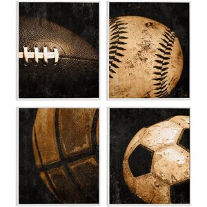 Stupell Distressed Vintage Sports Balls Framed Giclee Art Design By Kim Allen (Set of 4) Brown 16 x 20 Stupell Distressed Vintage Sports Balls Framed Giclee Art Design By Kim Allen (Set of 4) Brown 16 x 20