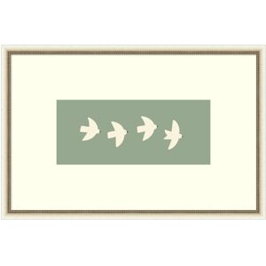 Kate and Laurel Minimalist Birds Panel 4 Green by Laura Moss Framed Wall Art Print White 34x23 Kate and Laurel Minimalist Birds Panel 4 Green by Laura Moss Framed Wall Art Print White 34x23