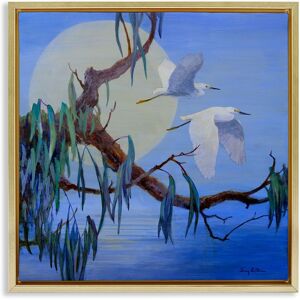 Stupell Shining Moon & Birds Framed Floater Canvas Wall Art Design By Floy Zittin Blue 25 x 25 Stupell Shining Moon & Birds Framed Floater Canvas Wall Art Design By Floy Zittin Blue 25 x 25