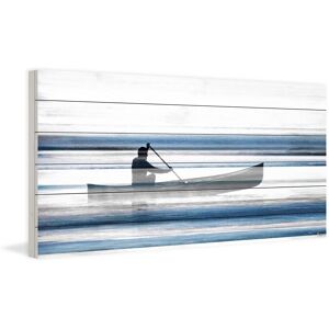 'Blue Lake Canoe II' Painting Print on White Wood Blue 45 x 22.5 'Blue Lake Canoe II' Painting Print on White Wood Blue 45 x 22.5