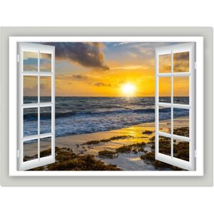 DESIGN ART Open Window to Bright Yellow Sunset - Modern Seascape Canvas Artwork Print Blue 44 in. wide x 34 in. high DESIGN ART Open Window to Bright Yellow Sunset - Modern Seascape Canvas Artwork Print Blue 44 in. wide x 34 in. high