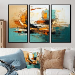 DESIGN ART Designart - Gilded Simplicity - Abstract Painting Wall Art Set Of 3 - Modern Framed Wall Decor 3 Pieces Gold,Blue 62 in. W x 40 in. H - 3 Panels DESIGN ART Designart - Gilded Simplicity - Abstract Painting Wall Art Set Of 3 - Modern Framed Wall Decor 3 Pieces Gold,Blue 62 in. W x 40 in. H - 3 Panels
