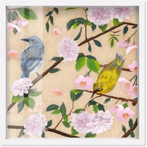 Birds Cuddle Shadowbox by Art Remedy Yellow 40 Birds Cuddle Shadowbox by Art Remedy Yellow 40