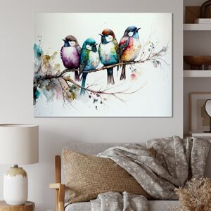 DESIGN ART Designart 'Multicolor Birds On Plum Blossoms Tree XVII' Animals Canvas Wall Art Beige,Blue 44 in. wide x 34 in. high DESIGN ART Designart 'Multicolor Birds On Plum Blossoms Tree XVII' Animals Canvas Wall Art Beige,Blue 44 in. wide x 34 in. high